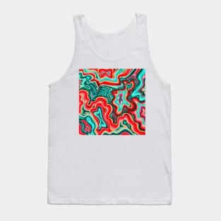 Coquelicot and Congo Pink Inkscape Suminagashi Kintsugi Japanese Ink Marbling Pattern Tank Top